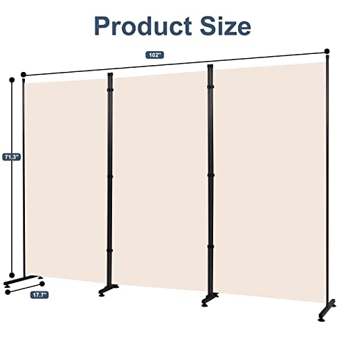 Room Divider 6ft 3 Panel Portable Fabric Partition Screen H7762