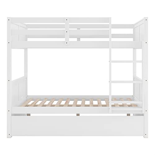 Twin Over Full Bunk Bed with Slide and Stairs for Kids E212