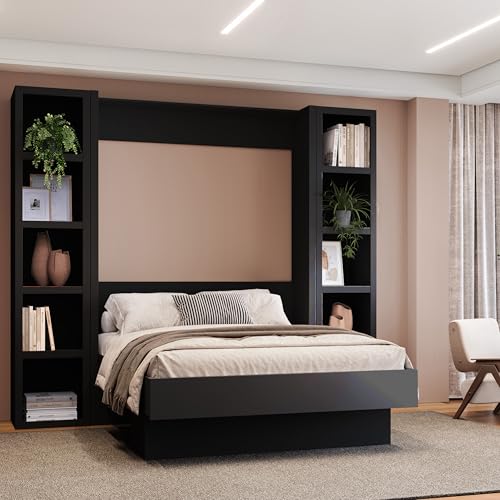 Queen Murphy Wall Bed with Two Bookshelves Y365306