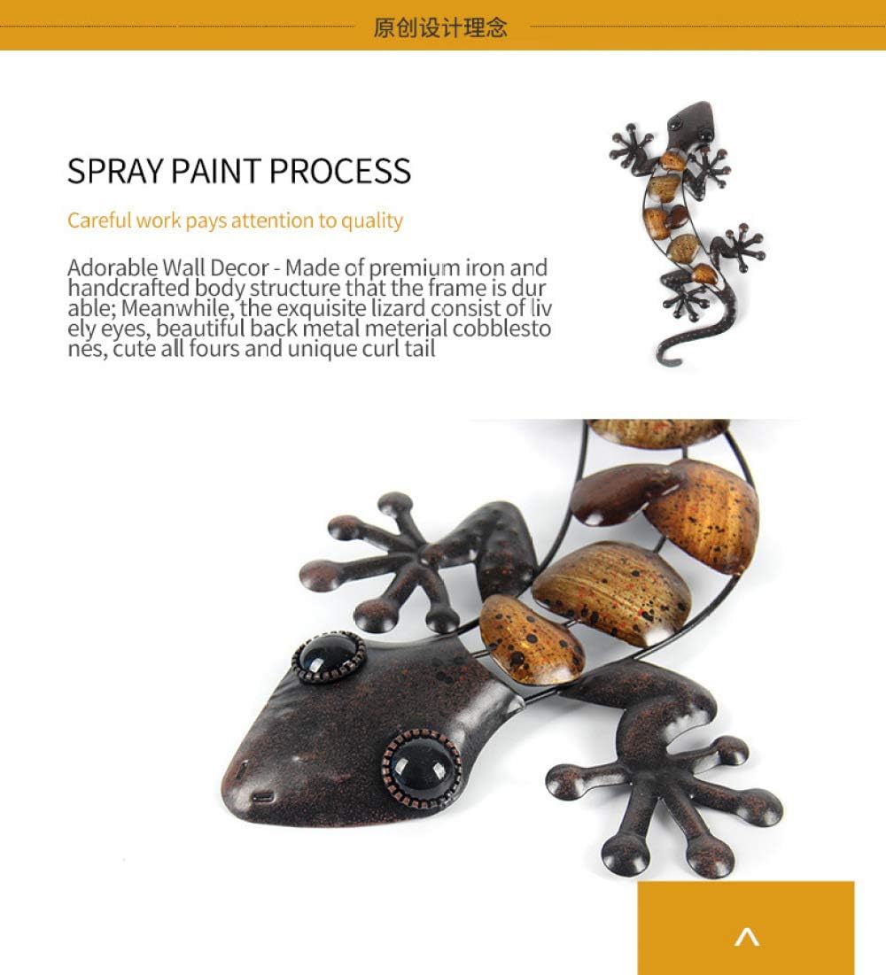 Metal Gecko Wall Decor for Garden Outdoor Statues 2 Pack C432