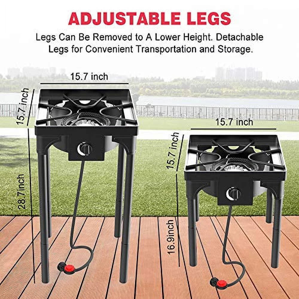 Portable Propane Stove, Single Burner with Gas Hose and Detachable Legs W2767