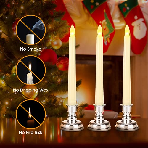 Flameless Flickering Taper Candles with Remote and Timer, Battery Operated, 9 Pack C577