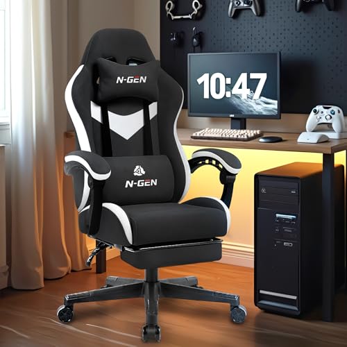 Gaming Chair with Footrest Lumbar Support High Back Recliner Ergonomic Leather Q8605