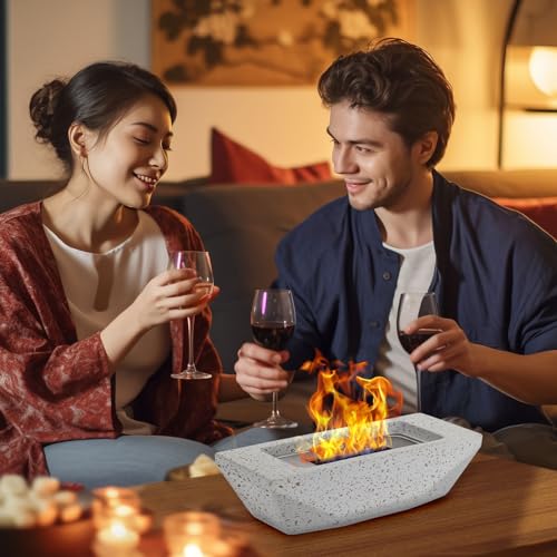Tabletop Fire Pit 12.5" Portable Smokeless Indoor Outdoor Concrete Bowl S5397