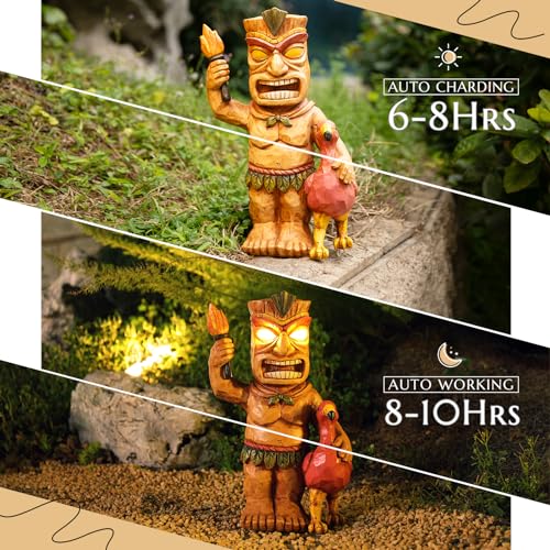 Solar Powered Tiki Statue Garden Decoration Z436