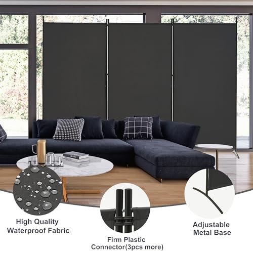 3 Panel Room Divider Folding Partition Privacy Screen, Freestanding Fabric Panel, 102" W x 71" H, Black V153