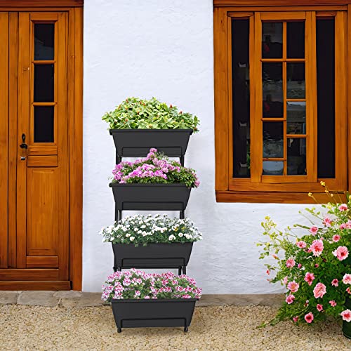Raised Garden Bed 4 Tier Vertical Planter with Legs for Indoor Outdoor Use V653