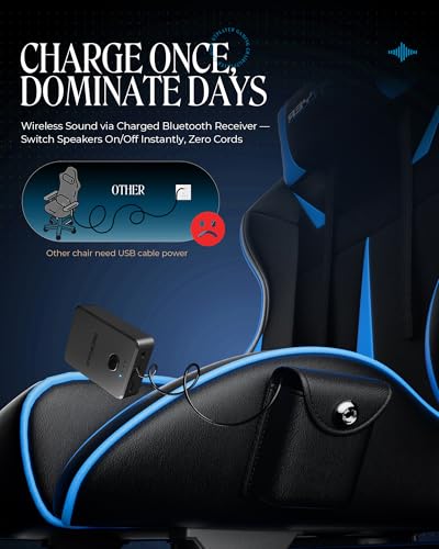 Gaming Chair with Speakers, Footrest, High Back Ergonomic Recliner H4666