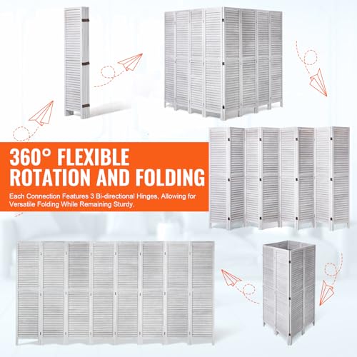 Wood Room Divider, 4 Panel Folding Privacy Screen, 66.9 Inches Tall, Indoor Wooden Partition A907