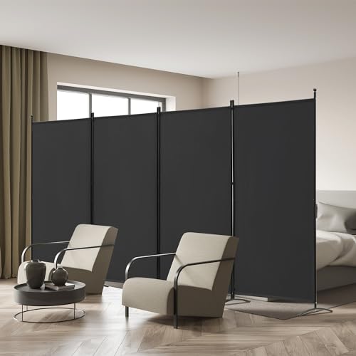 3 Panel Room Divider Folding Partition Privacy Screen, Freestanding Fabric Panel, 102" W x 71" H, Black V153