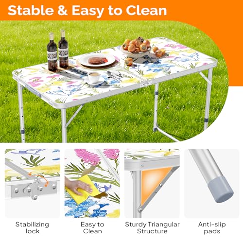 3ft Aluminum Folding Camping Table with Carrying Handle L179408
