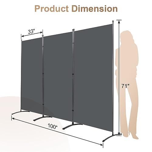4 Panel Folding Room Divider Privacy Screen with Steel Frame P539789