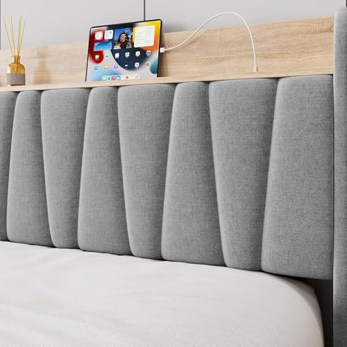Queen Size Bed Frame with Storage Headboard and Drawers H139426