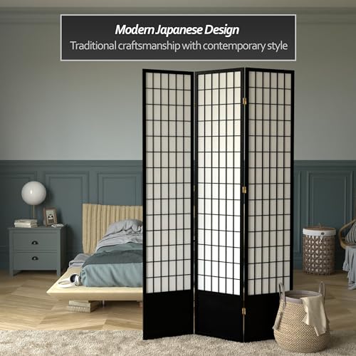 7 ft. Tall Window Pane Shoji Screen Room Divider, 3 Panels T5246