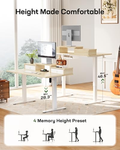 Electric Standing Desk with Drawers, Height Adjustable, Black G366