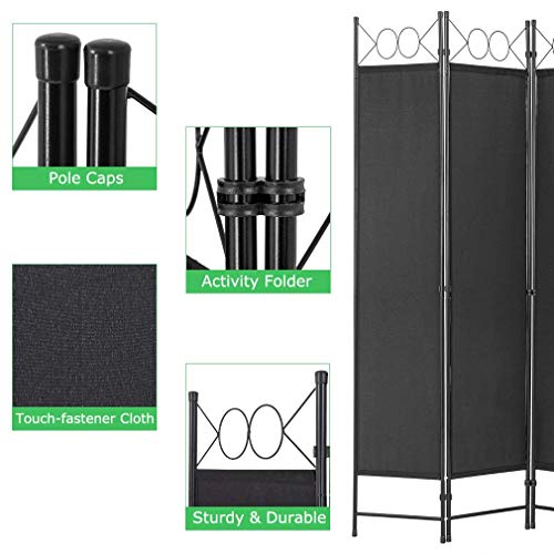 4 Panel Room Divider 6FT Steel Frame Folding Privacy Screen S6430