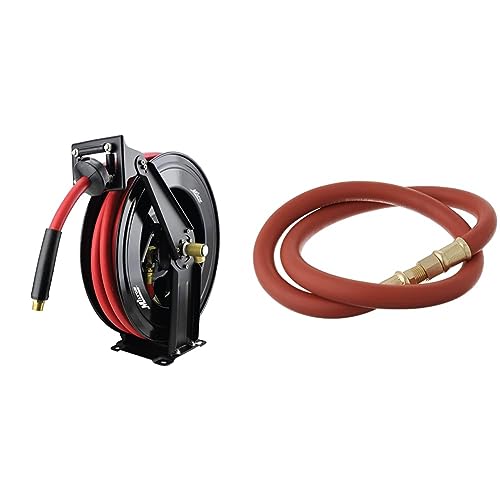 Milton 2780-50D Steel Dual Arm Air Hose Reel (1/2" x 50 ft.) and Milton 2780-6LH Air Leader Hose (1/2" x 6 ft.)