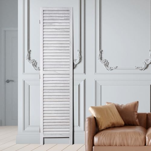 Wood Room Divider, 4 Panel Folding Privacy Screen, 66.9 Inches Tall, Indoor Wooden Partition A907