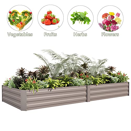 Outdoor Galvanized Raised Garden Bed, Steel Planter Box for Vegetables, 8x2x1FT Gray H86789