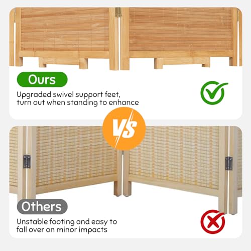 Bamboo Room Divider Folding Privacy Screen, 4 Panel, Beige T32841
