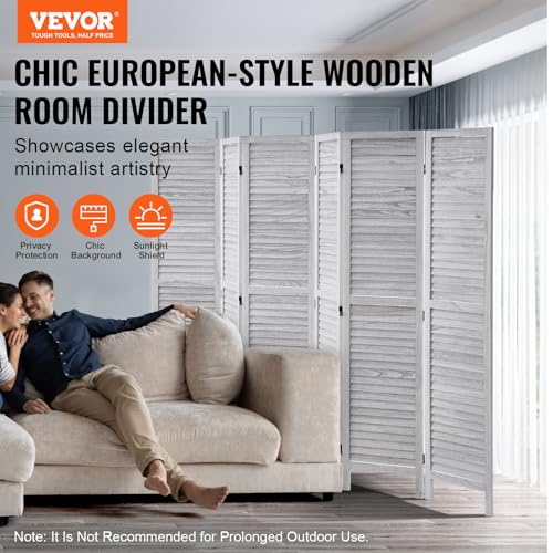 Wood Room Divider, 4 Panel Folding Privacy Screen, 66.9 Inches Tall, Indoor Wooden Partition A907