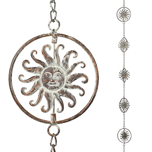8.5FT Rain Chain, Metal Pinwheel Rain Chains for Gutters Downspouts, Rain Gutter Chain Downspout for Outside Garden, Functional and Decorative Replacement Hanging Rain Catcher Chains