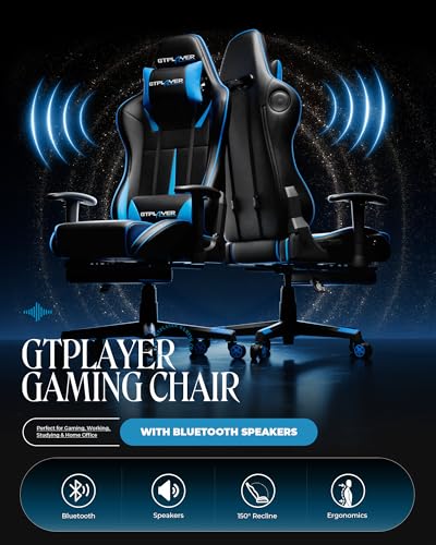 Gaming Chair with Speakers, Footrest, High Back Ergonomic Recliner H4666