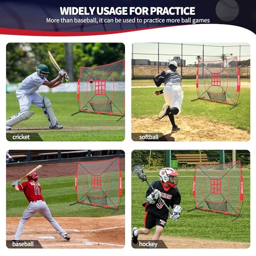 Baseball & Softball Practice Net with Bow Frame, Portable with Batting Tee and Carry Bag F660