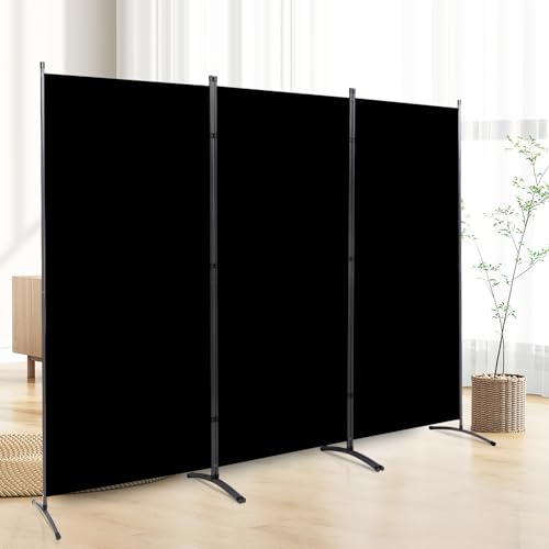 Room Divider Screen 3 Panel Folding Partition with Metal Frame, Grey M4968