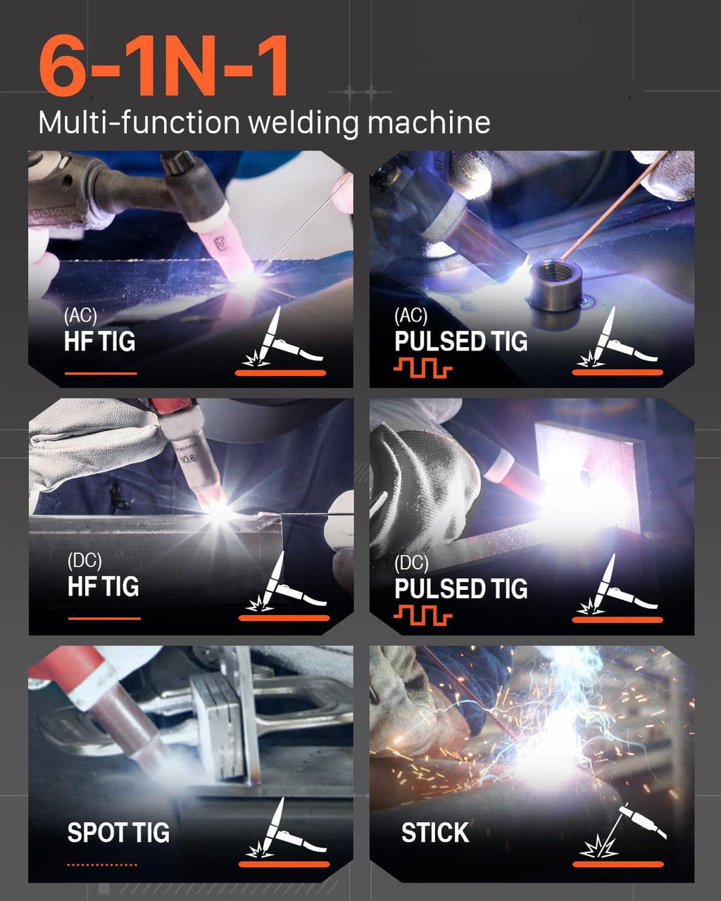 200Amp AC/DC TIG Welder with Pulse, 4 in 1 Multiprocess Dual Voltage Q605055
