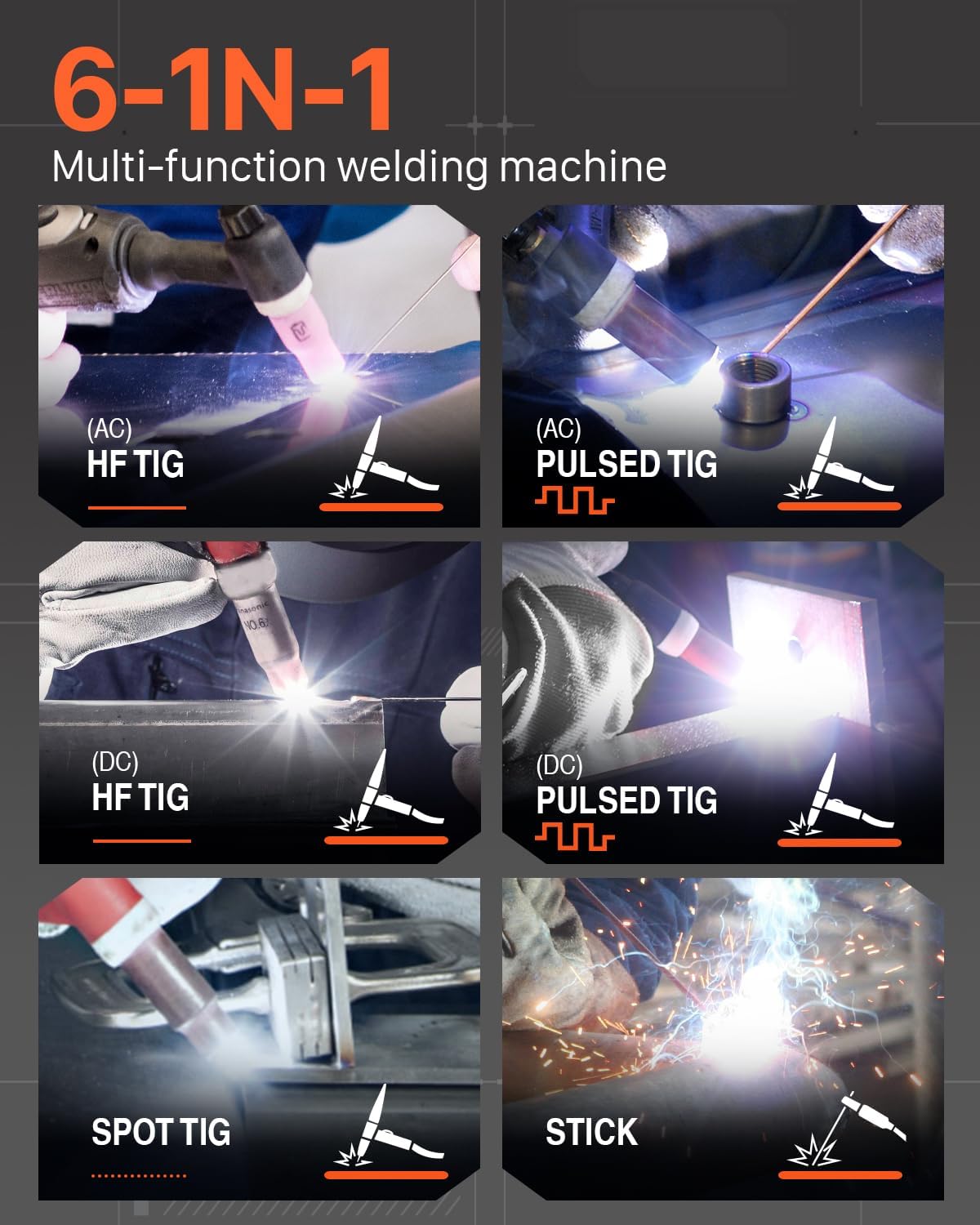 200Amp AC/DC TIG Welder with Pulse, 4 in 1 Multiprocess Dual Voltage Q605055