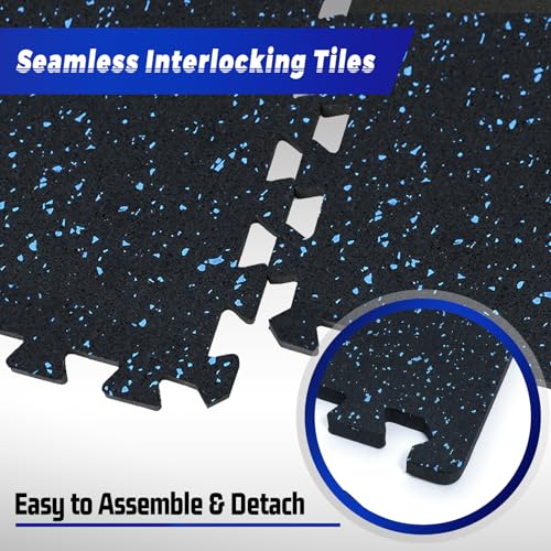 24 Pcs Interlocking EVA Foam Gym Mats with Rubber Top, Black A6287