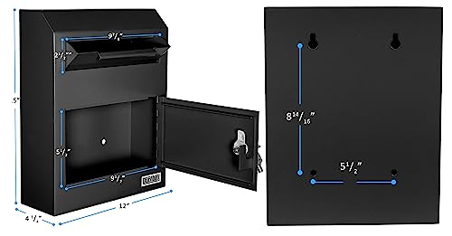 Wall Mount Locking Drop Box, Heavy Duty Steel Mailbox for Payments and Keys G356