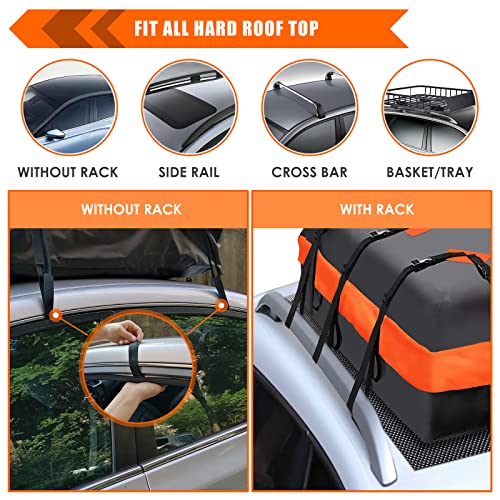 Car Roof Bag Waterproof 15 Cubic Feet for Cars with or without Rack N384605