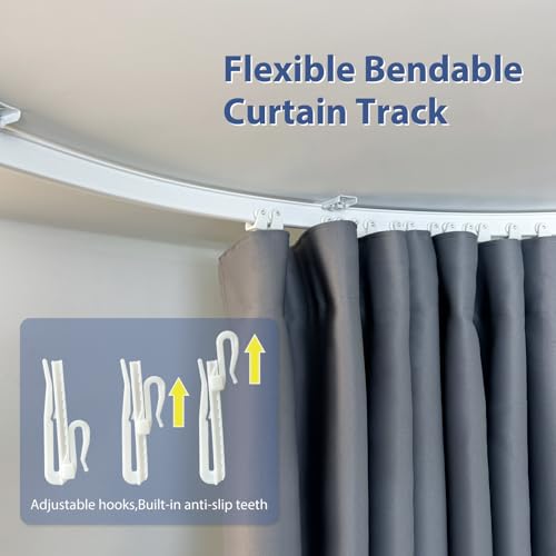 Ceiling Mounted Room Divider Curtain Track Set, Blackout Panel, White Rail, 8.3 x 7 ft K66131