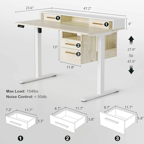 Standing Desk with 4 Drawers, Height Adjustable Electric Sit Stand Desk M218