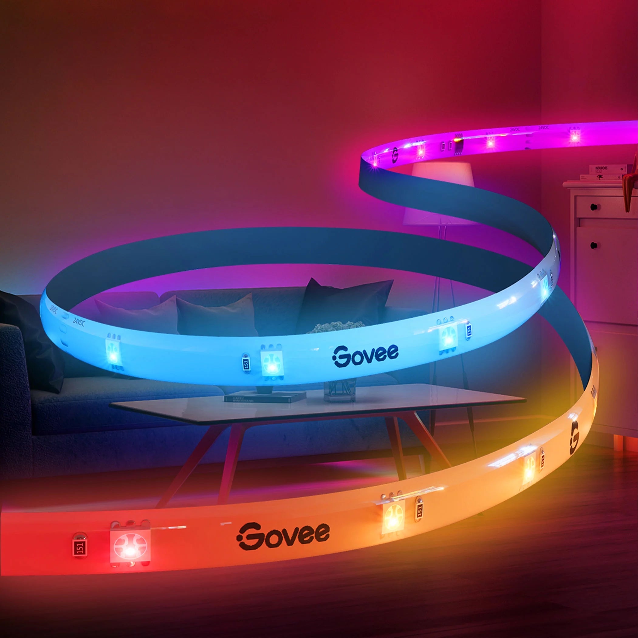 Wi-Fi RGBIC LED Strip Light 9.8ft, App Control, Music Sync, Color Changing for Bedroom R539989
