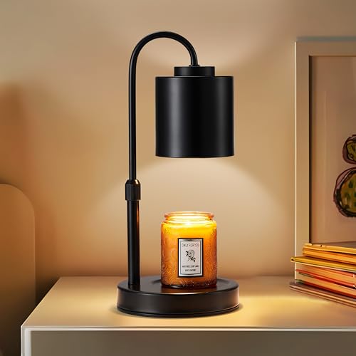 Candle Warmer Lamp with Timer & Dimmer, Height Adjustable Electric Candle Warmer for Jar Candles, Gifts for Mom, Bedroom Home Decor, Candle Wax Warmer with 2 Bulbs White Gold