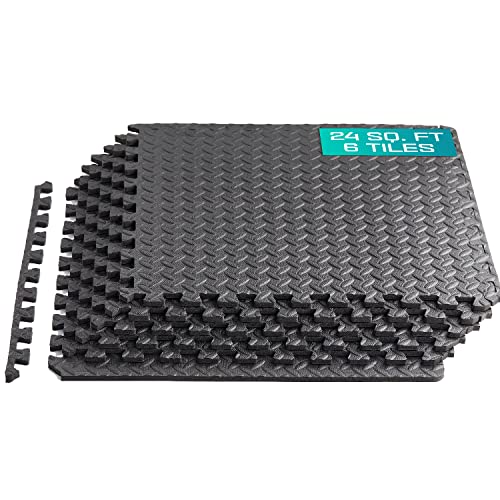Puzzle Exercise Mat for Home Gym, EVA Interlocking Foam Floor Tiles with Border I79139