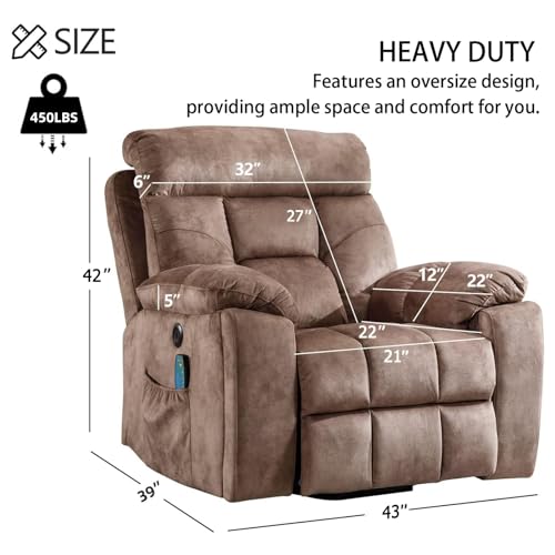Large Power Lift Recliner Chair with Massage and Heat for Elderly, Wide Recliners with Cup Holders and USB Port A688