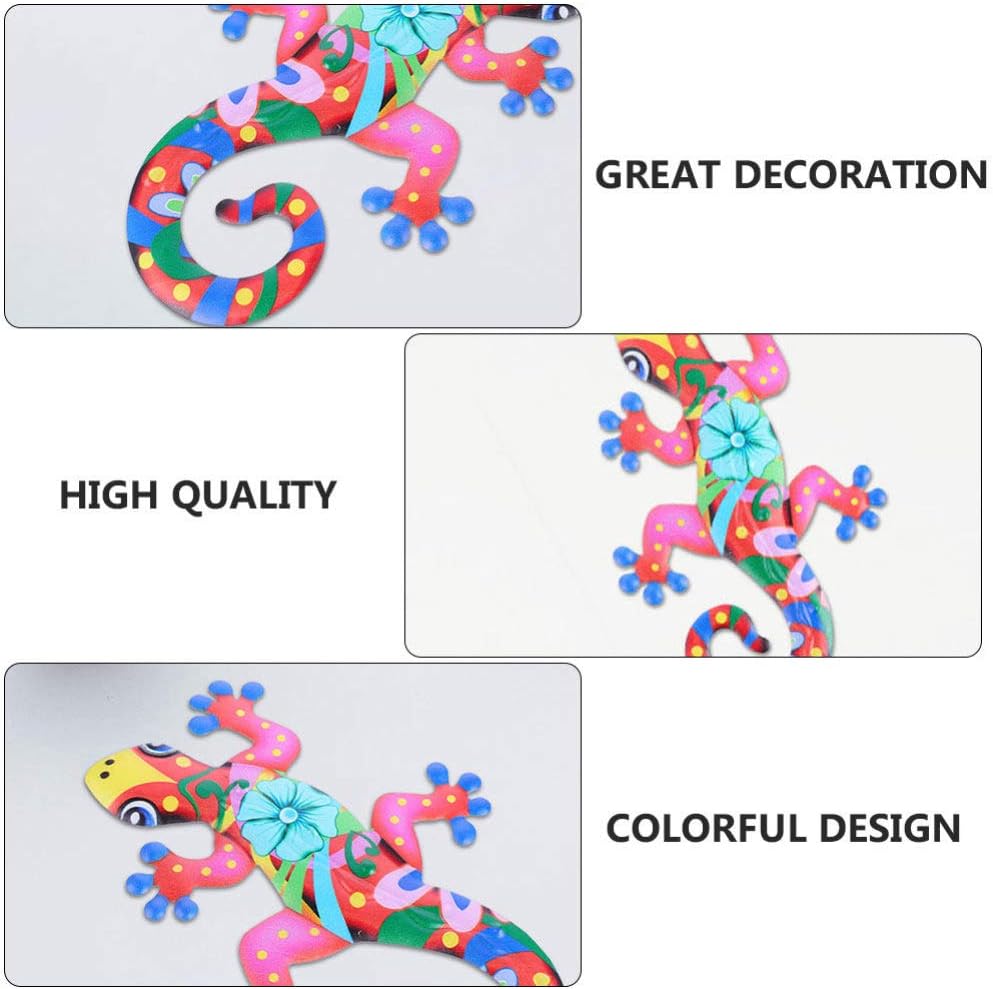Iron Gecko Wall Art Decor 3D Metal Sculpture Hanging Ornament C7977