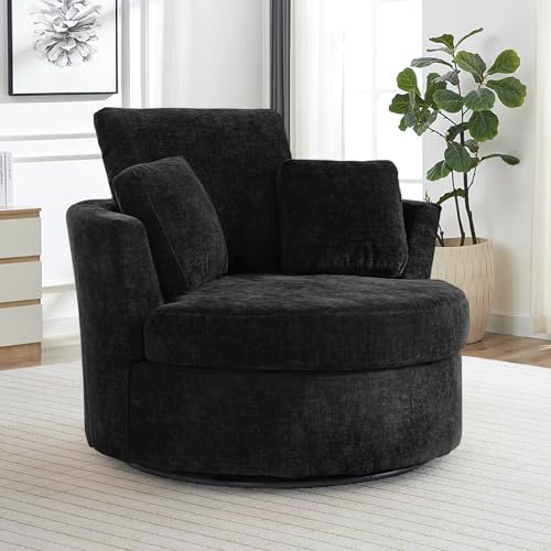Swivel Barrel Chair with Ottoman for Living Room Bedroom, White W553228