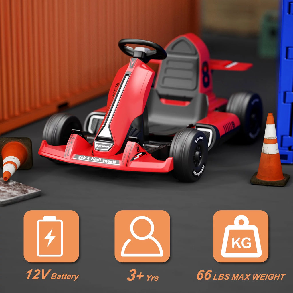 Electric Ride On Go Kart for Kids Adults, 12V Remote Control Q4063