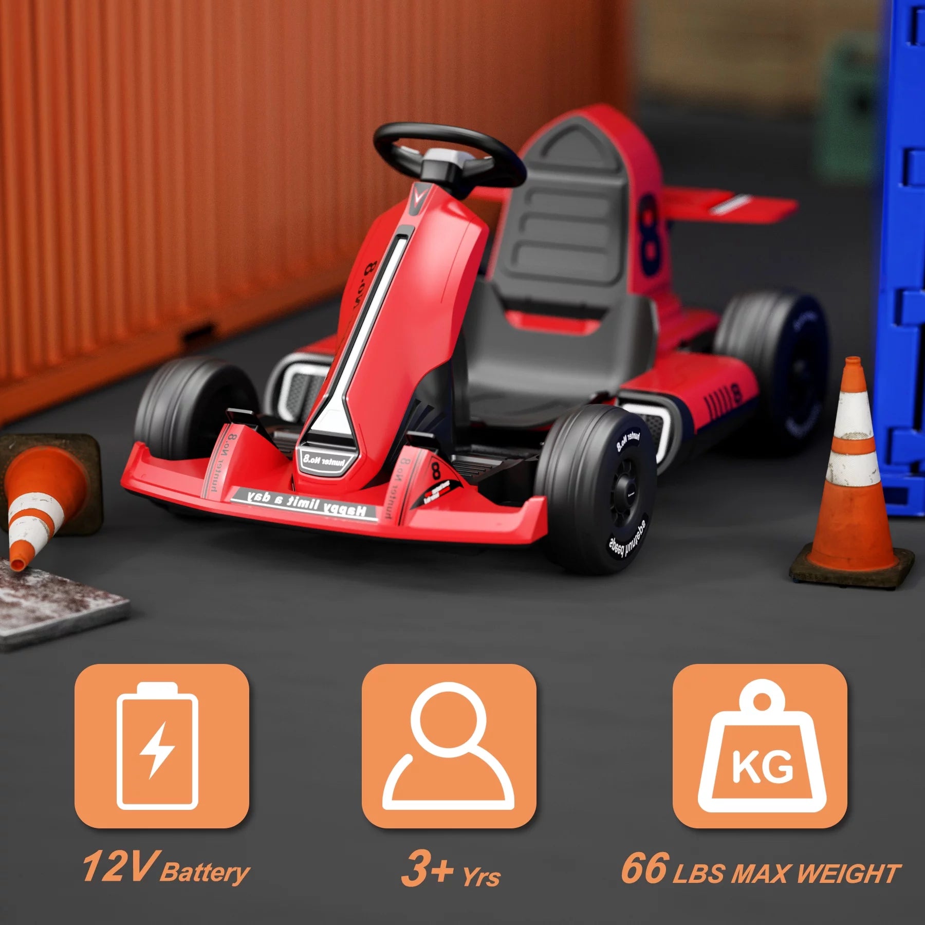 Electric Ride On Go Kart for Kids Adults, 12V Remote Control Q4063