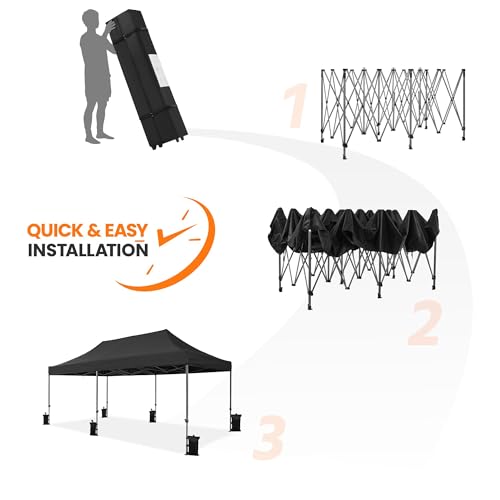 Heavy Duty Pop Up Canopy Tent 10x20 with Wheeled Carry Bag, White X6840