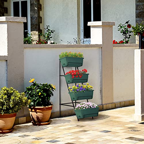 Raised Garden Bed 4 Tier Vertical Planter with Legs for Indoor Outdoor Use V653