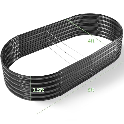 Galvanized Raised Garden Bed Kit, Oval Metal Planter Box for Vegetables E707229