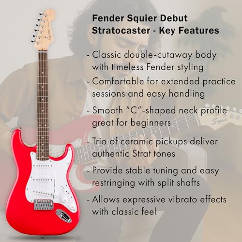 Stratocaster Electric Guitar Bundle with Amplifier, Gig Bag, Strap, Cable, Picks, and DVD S5583