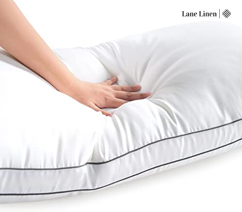 Bed Pillows King Size Set of 2 - Soft Gusseted Pillow for Sleepers - Down Alternative - White N2389