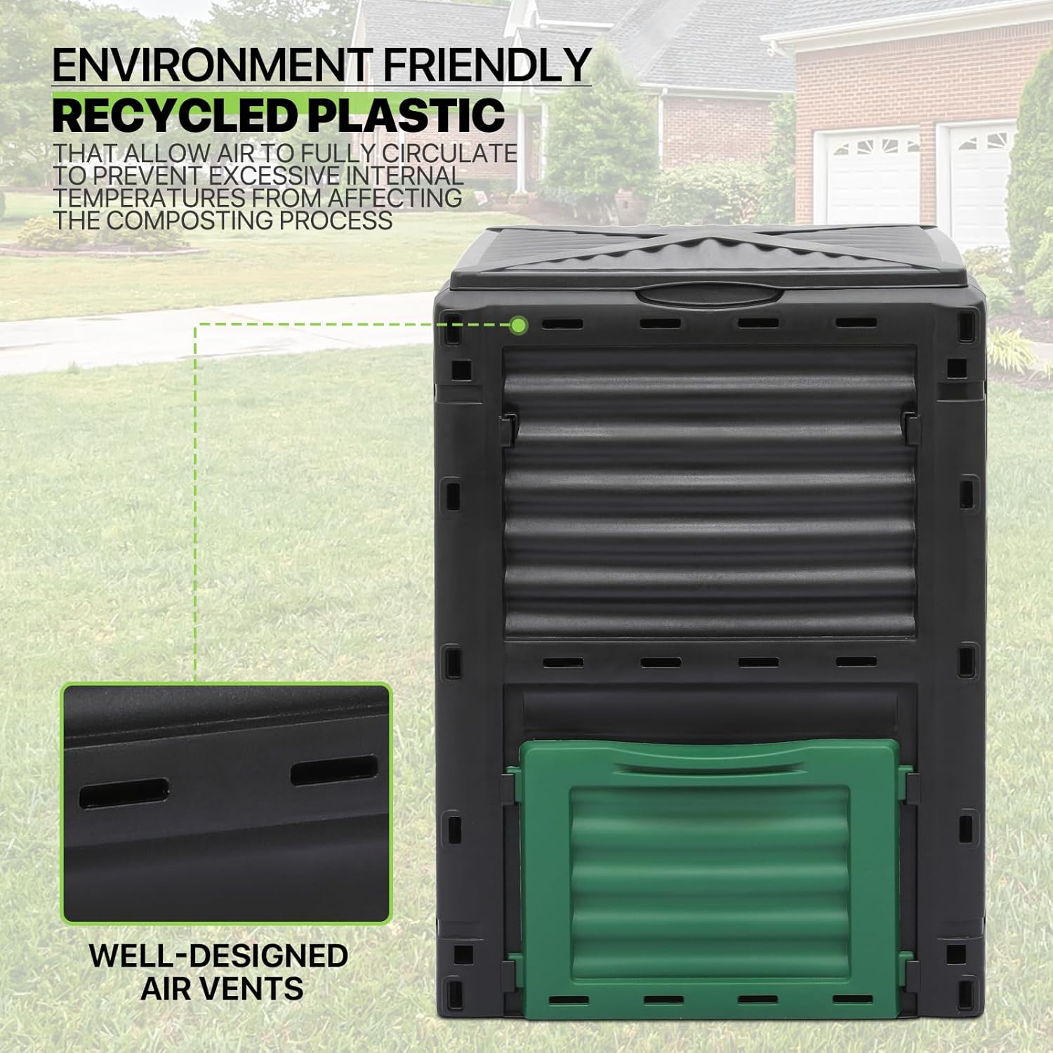 80 Gal Garden Compost Bin, BPA Free, Outdoor Compost Box G529864